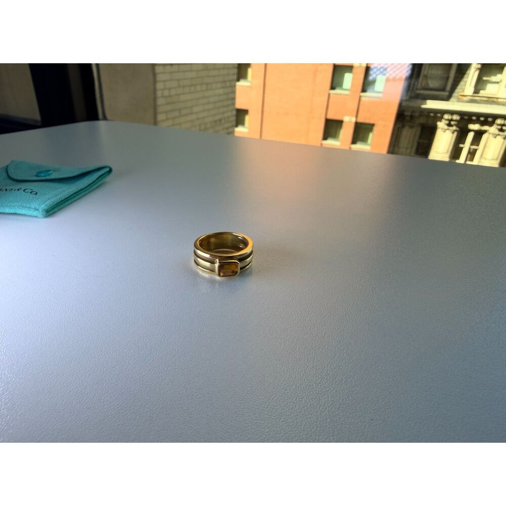 Vintage TIFFANY & CO. 18K Gold Citrine Cocktail Ring - Size 7